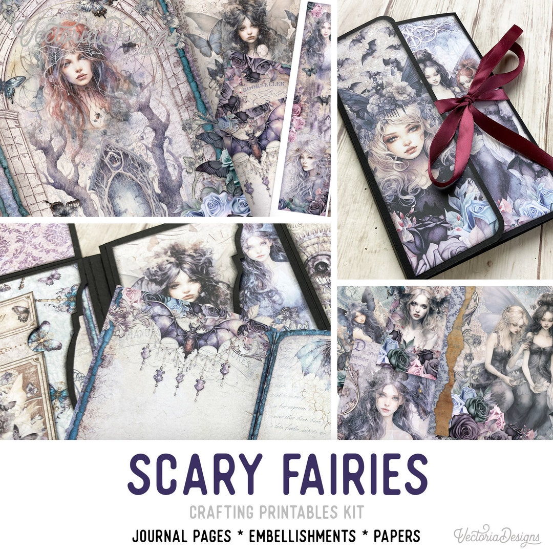 Scrary Kit Scary Fairies Junk Journal Kit Dark Fairies Crafting Printables Kit ...