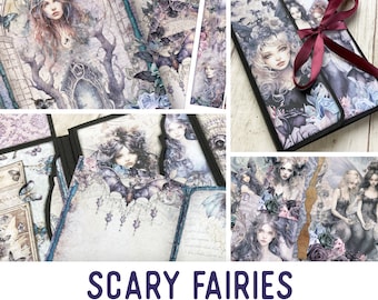 Scary Fairies Junk Journal Kit (Standard) - Printable Pages, Papers and Embellishments for Crafting - 003066
