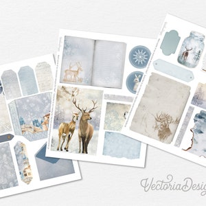 Winter Wonderland Junk Journal Kit - Printable Pages for Crafting ...