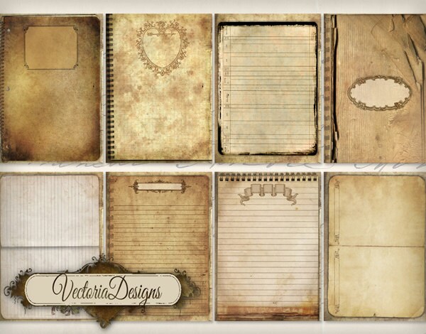 vintage notebook paper atc notebook digital background instant download printable notebook collage sheets scrapbooking paper 000441