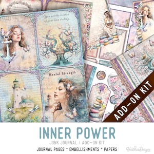 Inner Power Junk Journal Kit ADD-ON, Printable Junk Journal Pages Journal Kit Craft kits Vintage Junk Journal 003425