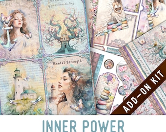 Inner Power Junk Journal Kit ADD-ON, Printable Junk Journal Pages Journal Kit Craft kits Vintage Junk Journal 003425