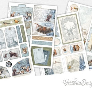 Winter Cottage Embellishment Sheets Printable Winter Embellishments Scrapbooking Embellishments Winter Junk Journal Embellishments 002442