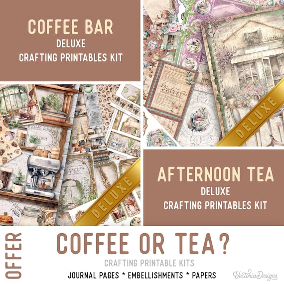 Coffee or Tea Offer, Junk Journal Craft Printables (Pages, Papers and Embellishments) - 003612