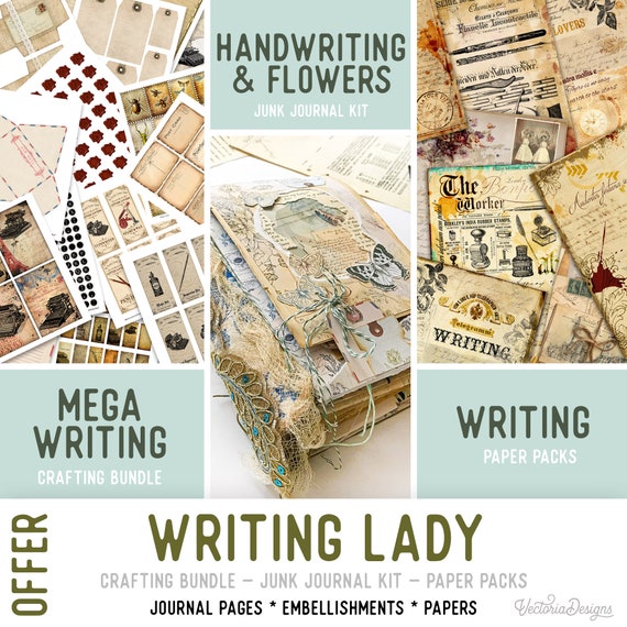 Writing Lady Offer, Junk Journal Craft Printables (Pages, Papers and Embellishments) Standard - 002324