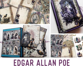 Edgar Allan Poe Large Junk Journal Kit, Edgar Allan Poe Crafting Printables Kit Poe Embellishments Printable Paper Poe Craft Tutorial 002921