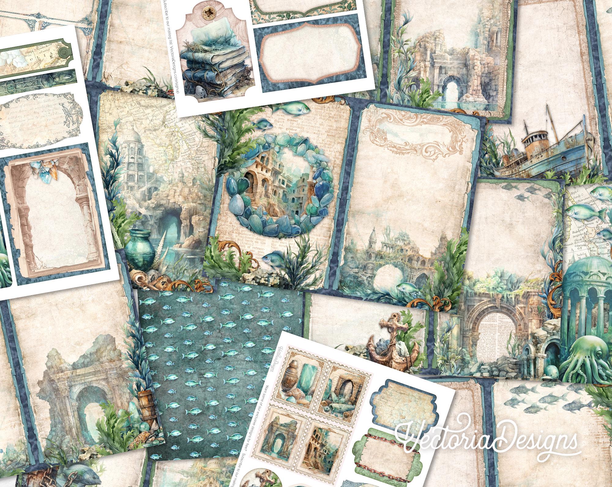 Ruins Under the Sea Junk Journal Kit, Ruins Printable Junk Journal Kit ...