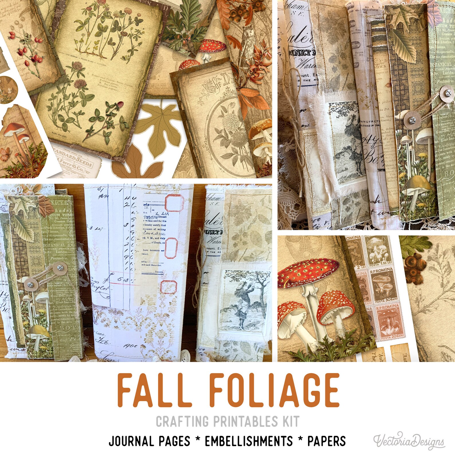 Fall Foliage Crafting Printables Kit, Autumn Junk Journal Kit ...
