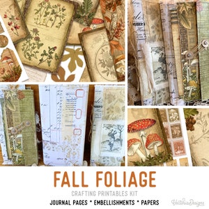 Fall Foliage Crafting Printables Kit, Autumn Junk Journal Kit, Printable Journal Kit, Fall Journal Ephemera, Autumn Craft Kits, DIY - 002314