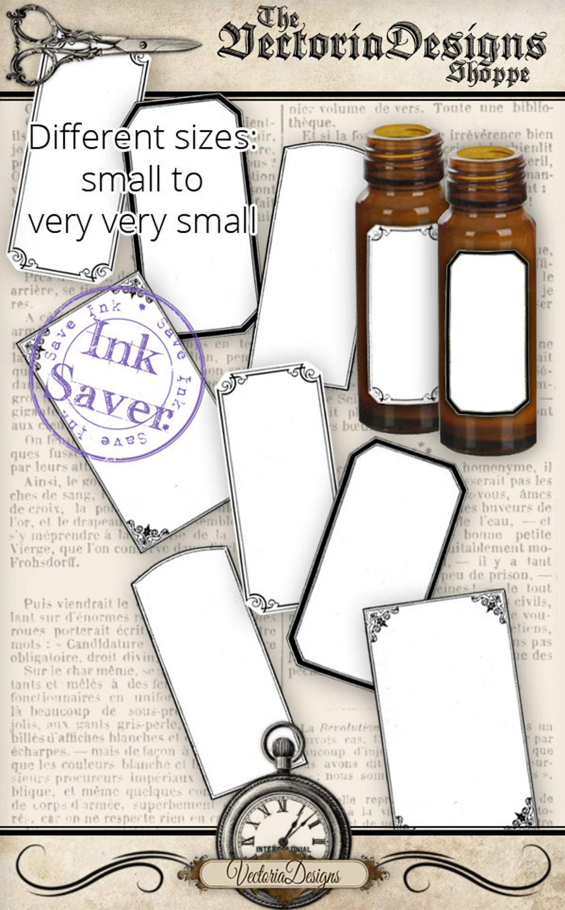 Blank Mini Apothecary Labels printable eco add text printable | Etsy