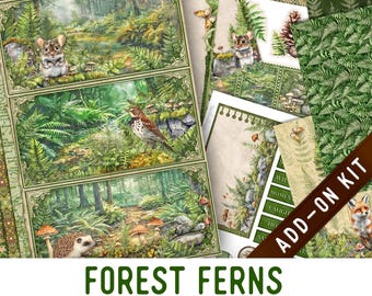 Forest Ferns Kit ADD-ON, Printable Craft kit with Journal Pages, Embellishments and Papers - 004022