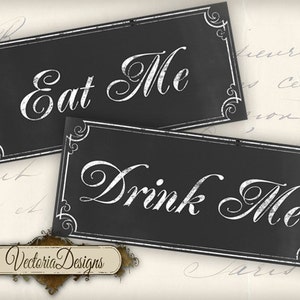 Drink Me Chalkboard Labels Eat Me Chalkboard Labels instant download tags printable gift tags digital Collage Sheet 000582