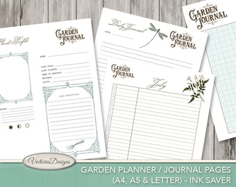 Garden Planner, Garden Journal, Printable Paper Craft, Digital Garden Planner, Junk Journal, Instant Download, Scrapbook Journal 001971