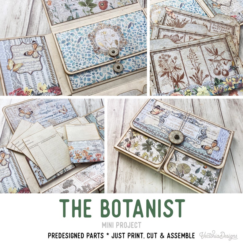 Botanist Mini Project Crafts Library Cards Folio Botanical Booklet Craft Kit Folio Kit Junk Journal Add On Printable Craft Kit 003021 image 1