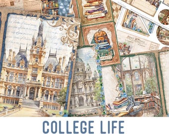 College Life Large Junk Journal Kit, College Crafting Printables College Embellishments College Printable Paper College Junk Journal 003384