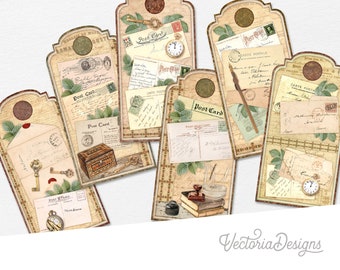 Secret Letters Tags, Printable Tags, Vintage Tags, Junk Journal Embellishments, Scrapbooking, Journal Tags, DIY Crafting Printables 002591