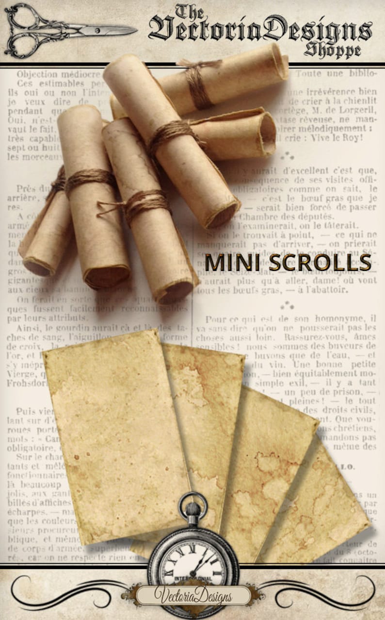 Parchment Paper, Halloween Scroll Paper, Mini Scrolls, Diy Printable, Paper Sheets, Parchment Scroll, Halloween Scrapbooking, 001268 image 1