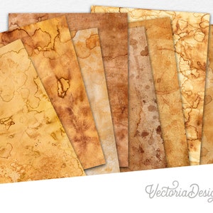 Strong Coffee Stained Paper Pack, Printable Paper Pack, Digital Paper, Antique Paper Pack, DIY Paper Pack, Scrapbook Paper 002292