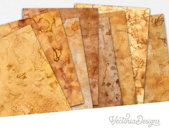 Strong Coffee Stained Paper Pack, Printable Paper Pack, Digital Paper, Antique Paper Pack, DIY Paper Pack, Scrapbook Paper 002292