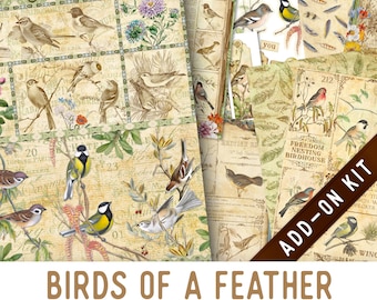 Birds of a Feather Junk Journal Kit ADD-ON, Printable Junk Journal Pages Printable Junk Journal Kit Craft kits Vintage Junk Journal 003278