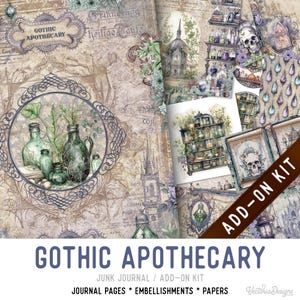 Gothic Apothecary Junk Journal Kit ADD-ON, Printable Halloween Junk Journal Pages Journal Kit Craft kits Vintage Junk Journal 003495