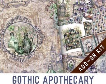 Gothic Apothecary Junk Journal Kit ADD-ON, Printable Halloween Junk Journal Pages Journal Kit Craft kits Vintage Junk Journal 003495