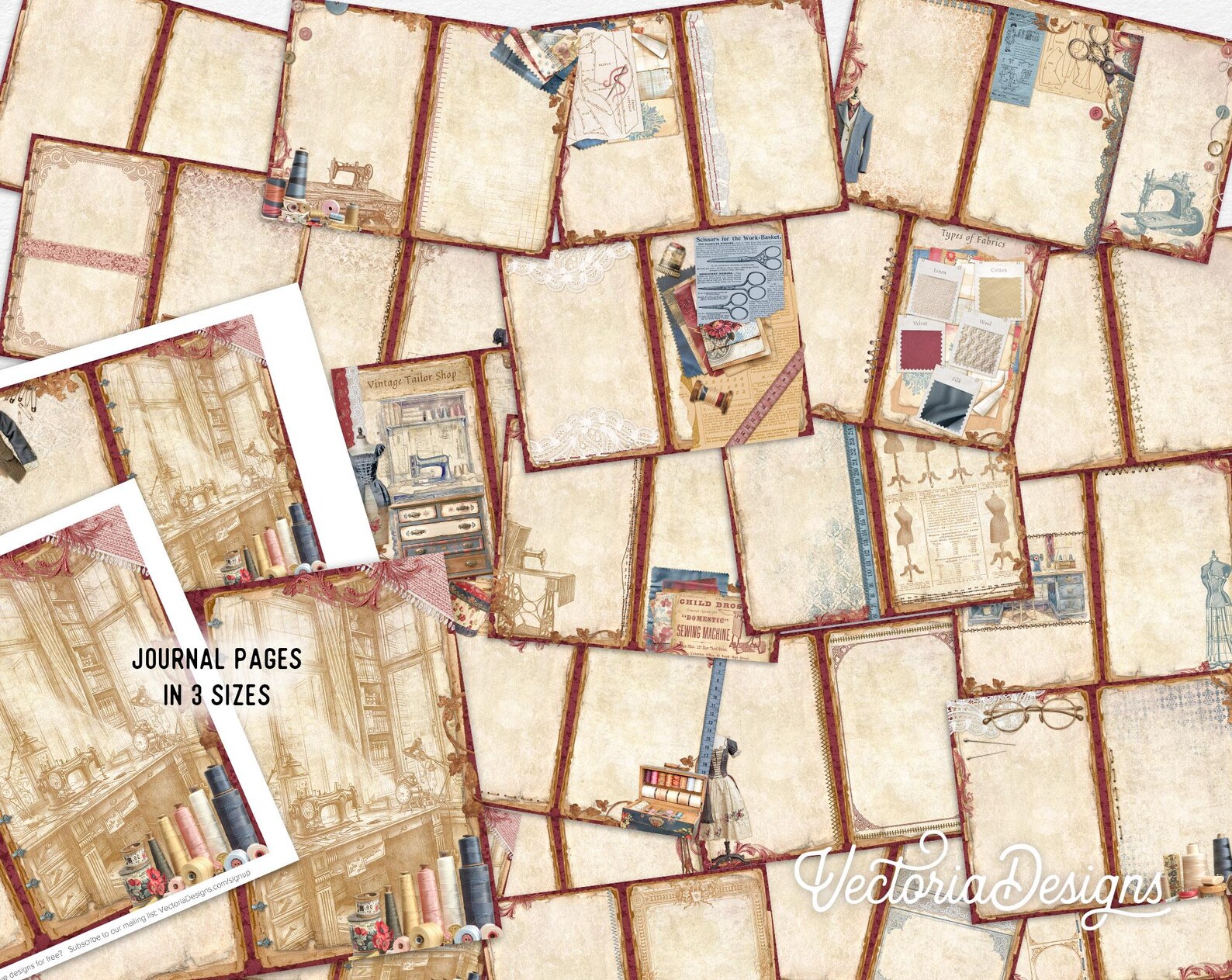 Vintage Tailor Junk Journal Kit (DELUXE) - Printable Pages, Papers and ...