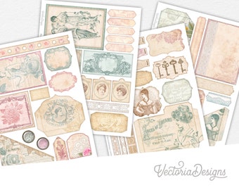 Plus de dentelle Plus de feuilles d'embellissement de roses Embellissements de journal Imprimable Crafting Ephemera vintage Ephemera Scrapbook Supplies kits 002715