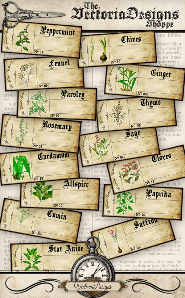 herbs test tube labels printable spice add text organizing