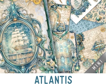 Atlantis Junk Journal Kit MINI, Atlantis Crafting Printables Kit Atlantis Embellishments Printable Atlantis Paper Kit Atlantis Craft 003338