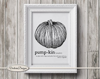 Pumpkin print printable art black and white print dictionary digital print iron on printable instant download digital collage sheet - 000629