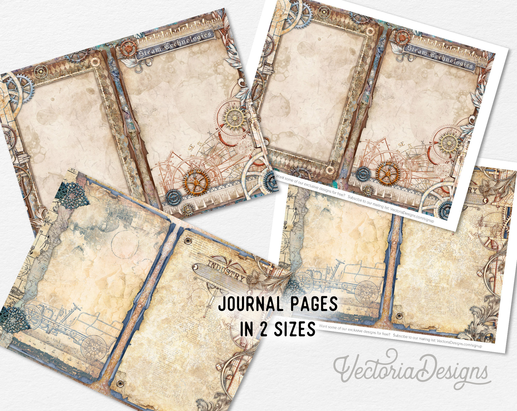 Steampunk Industrial Junk Journal Kit, Steampunk Embellishments