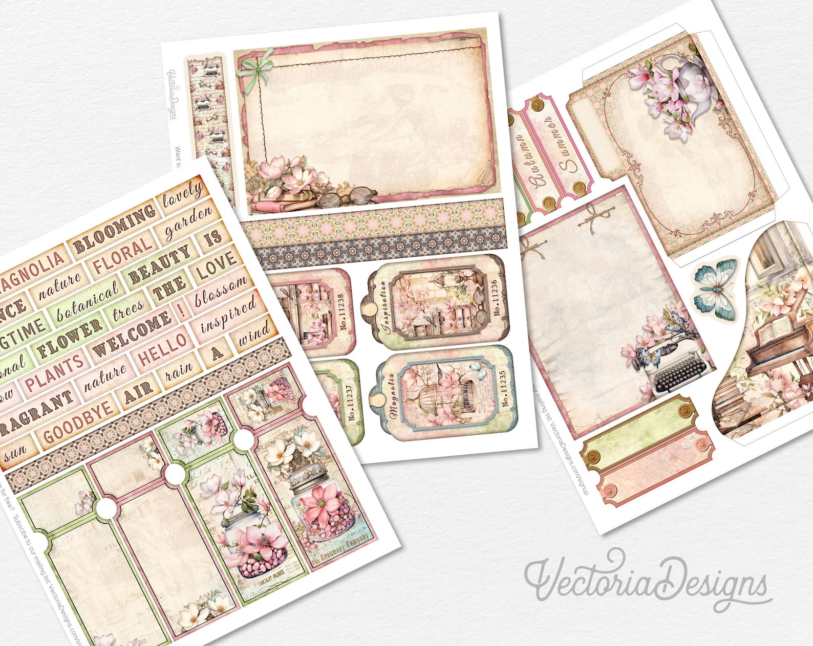 Spring Magnolia Junk Journal Kit, Printable Junk Journal Kit Magnolia ...
