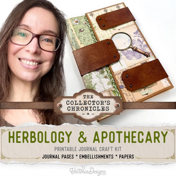 Herbology & Apothecary Junk Journal Kit (Standard) | Collector's Chronicles | Printable Pages, Papers, Embellishments for Crafting - 003680