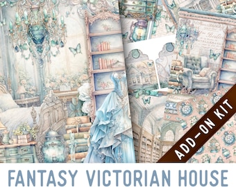 Fantasy Victorian House Junk Journal Kit ADD-ON, Printable Junk Journal Pages Journal Kit Craft kits Vintage Junk Journal 003485