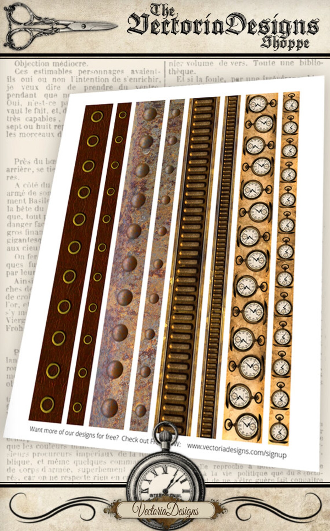 Steampunk Borders Printable Paper Crafting Scrapbook - Etsy
