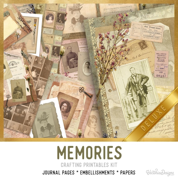 Memories DELUXE Junk Journal Kit - Printable Pages for Crafting - 002275