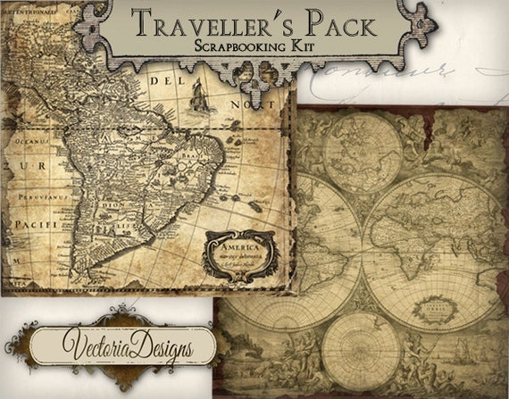 Travellers Pack Scrapbook Kit, Junk Journal Kit, Travel Journal