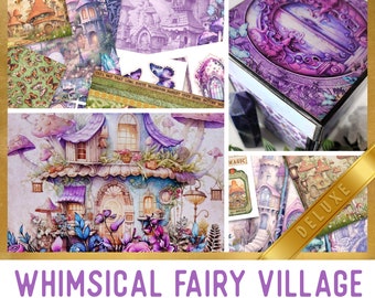 Skurriles Fairy Village Junk Journal Kit DELUXE, Fairy Houses Crafting Printables Kit Verzierungen Printable Paper Craft Tutorial - 003303