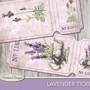 Lavender Tickets Printable paper crafting scrapbooking junk journal making diy craft digital download instant digital sheet 001761 image 2