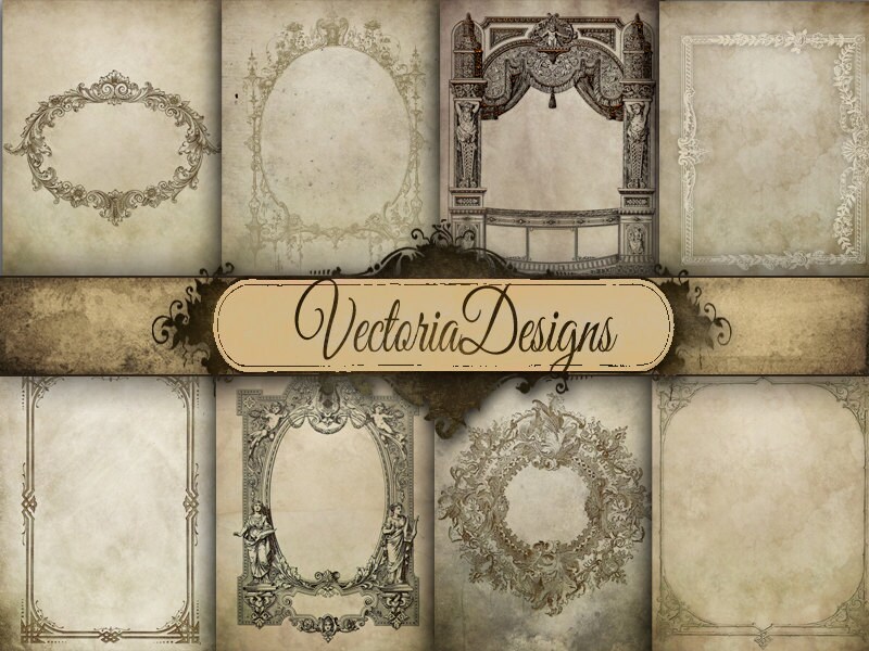 Grunge antique frame digital paper 8 5 x 11 inch printable hobby