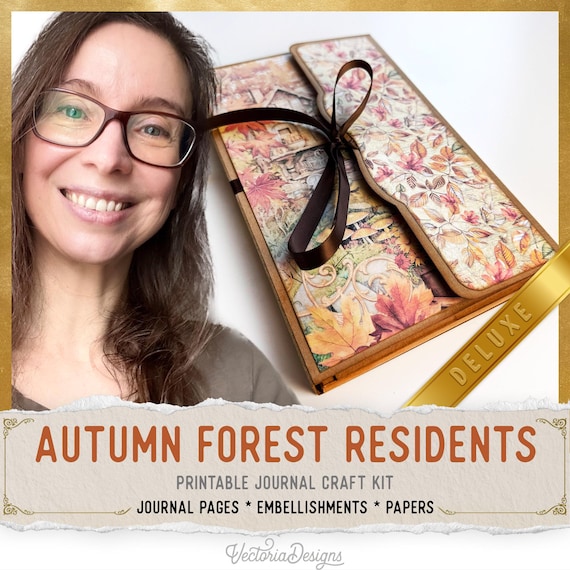 Autumn Forest Residents Junk Journal Kit DELUXE - Printable Pages, Papers, Embellishments for Crafting - 003567