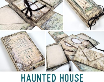Haunted House Mini Project, Mini Stationery Booklet Halloween Mini Booklet Craft Kit Folio Kit Junk Journal Printable Craft Kit 003851