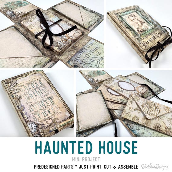 Haunted House Mini Stationery Booklet Craft Kit, Halloween Printable Folio - 003851