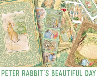 Peter Rabbit's Beautiful Day Crafting Printables Kit, Printable Journal Kit, Journal Ephemera, Scrapbook Journal, 002351