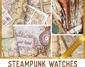 Steampunk Watches DELUXE Crafting Printables Kit, Steampunk Junk Journal, Steampunk Embellishments, Watch Printable, Journal Tutorial 002799
