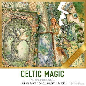 Celtic Magic Junk Journal Kit DELUXE, Celtic Crafting Printables Celtic Embellishments Printable Celtic Paper Celtic Junk Journal 003686