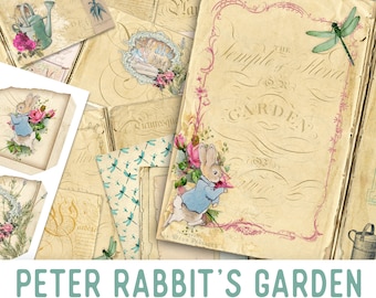 Peter Rabbit Garden Junk Journal Kit, Printable Junk Journal Kit, Digis Journal Kit, Junk Journal Supplies, Junk Journal DIY Kit 001964