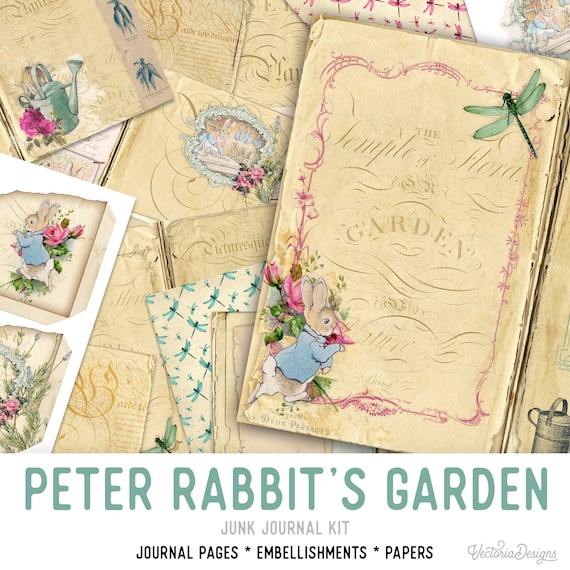 Peter Rabbit Garden Junk Journal Kit, Printable - 001964