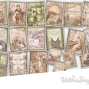 Library Treasures Postage Stamps, Printable Stamps, Junk Journal Embellishments, Scrapbooking Ephemera, Junk Journal Embellishments - 002580
